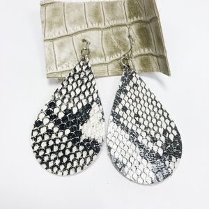 Snake skin leather earrings